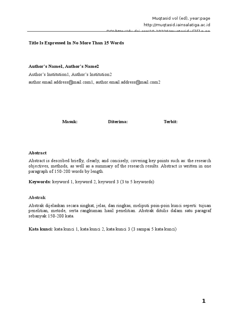 Sinta 3 Journal Manuscript Template | PDF | Citation | Scientific Method