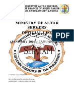 Ministry of Altar Servers Official List: (JANUARY 2019 - JANUARY 2020)