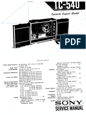 Sony Reel to Reel Models: TC-530 TC-540 *Belt Replacement Kit*