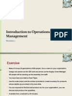 Introduction To Operations Management: Session 1
