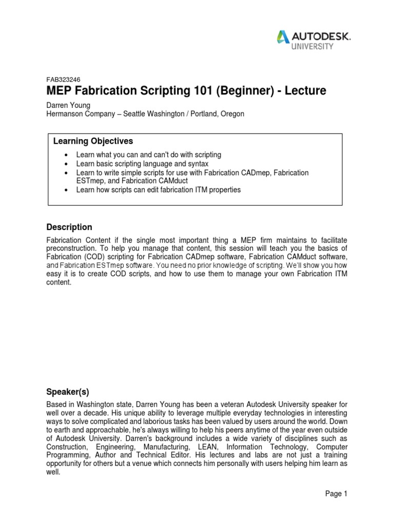MEP Fabrication Scripting Basics | PDF | Computing | Computer Programming