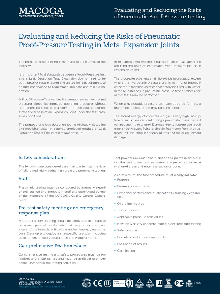 Evaluating and Reducing The Risks of Pneumatic Proof-Pressure Testing ...