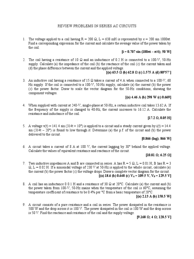 Ee103 Homework 2 Inductor Series And Parallel Circuits