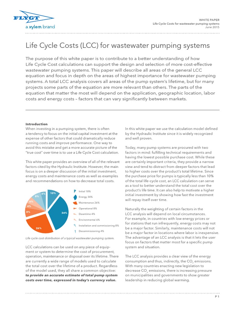 Life Cycle Costs (LCC) For Wastewater Pumping Systems PDF Pump