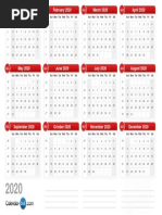 Monthly calendar overview 2020