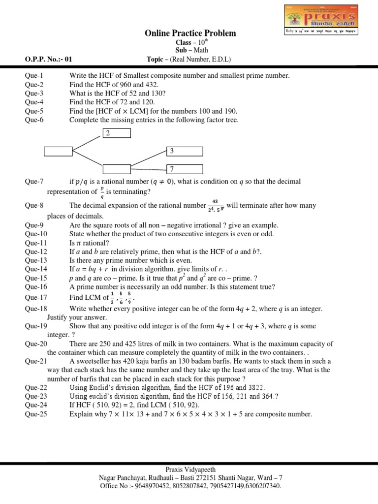 Online Practice Problem (OPP) Math-1 | PDF | Numbers | Rational Number