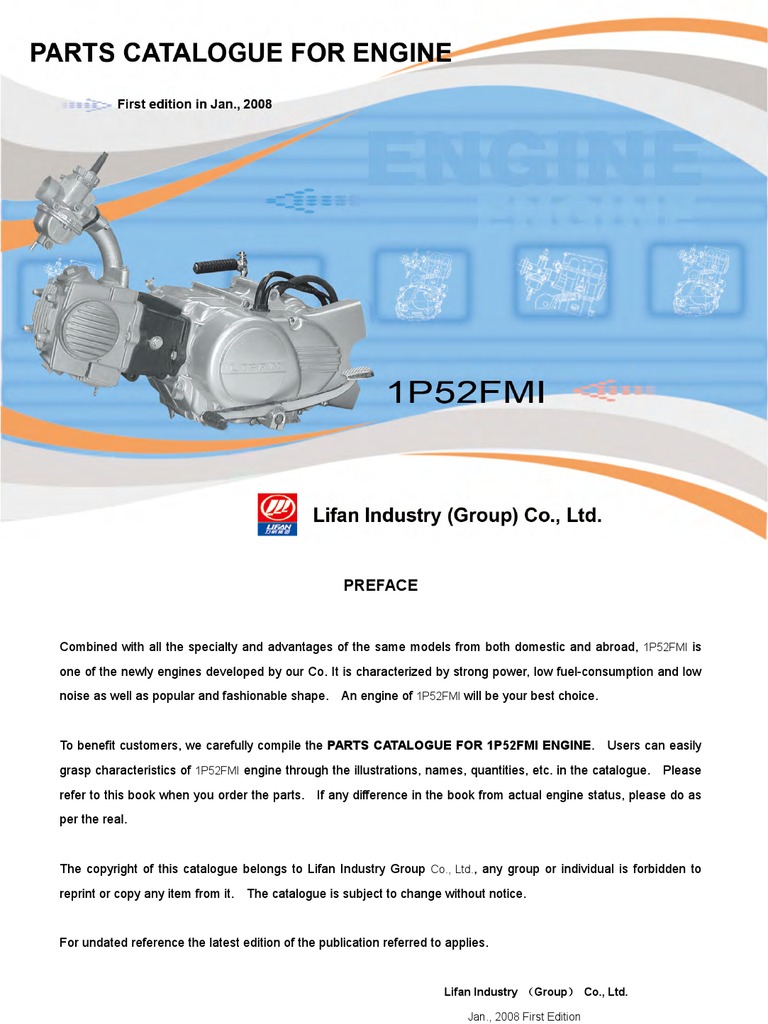 Lifan 125cc 1P52FMI Parts List Manual PDF Piston Clutch