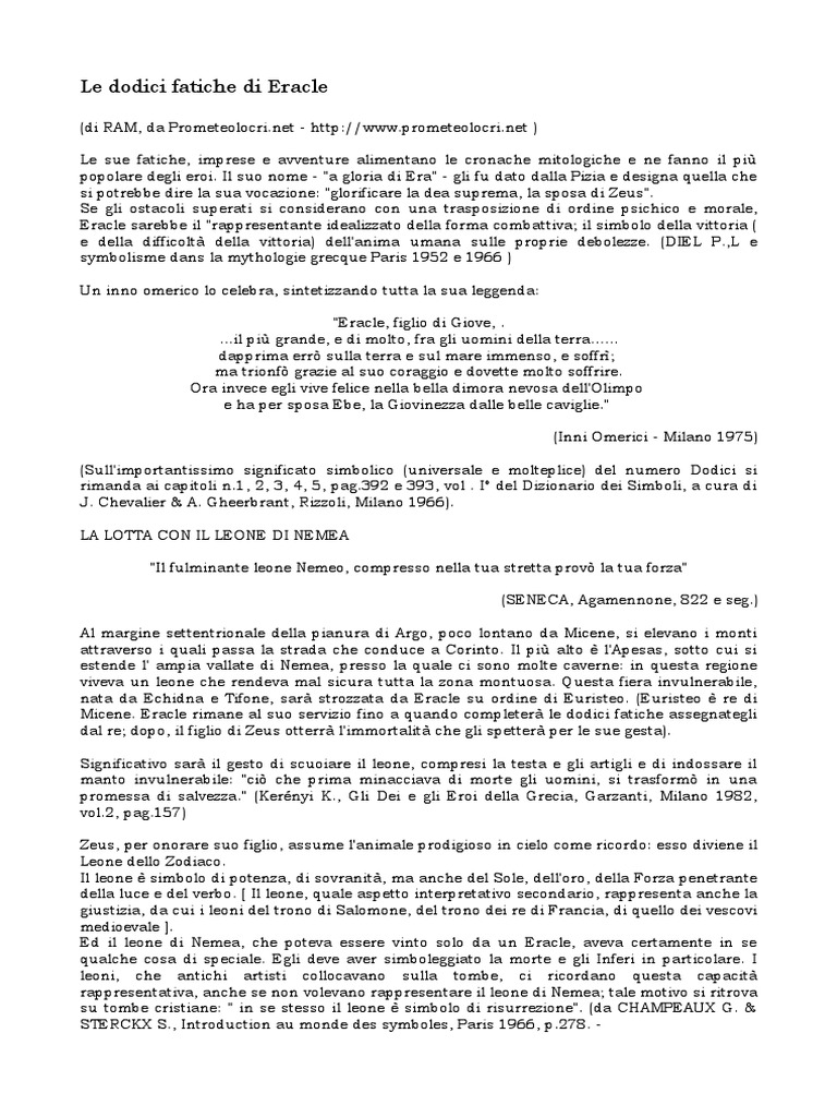 Le Dodici Fatiche Di Ercole | PDF
