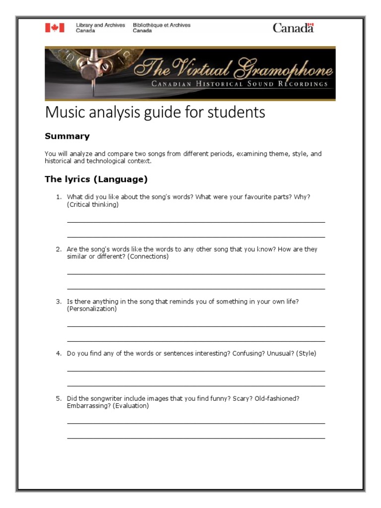 Student Guide to Song Analysis | PDF | Musical Compositions | Musical Forms