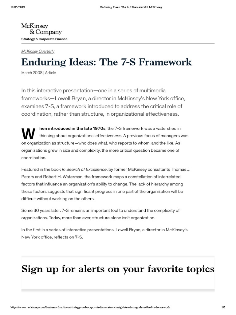 Enduring Ideas - The 7-S Framework - McKinsey PDF | PDF | Psychological ...