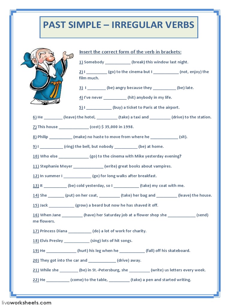 Past Simple Irregular Verbs Exercise | PDF | Art