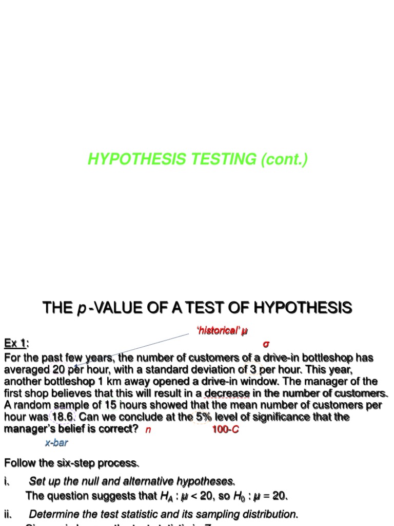 Hypothesis Testing and p-Value Analysis | PDF | P Value | Statistical ...