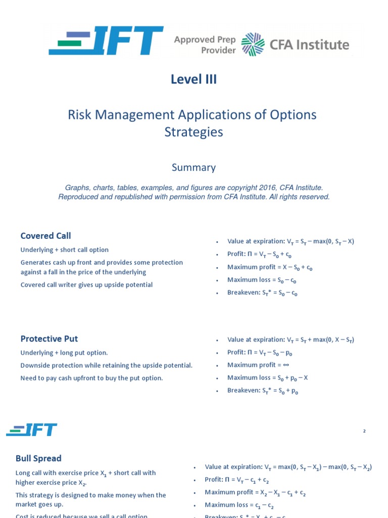 R33 Risk Management Applications of Options Strategies Summary | PDF ...