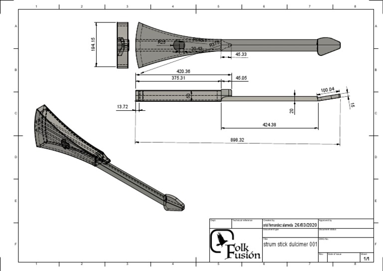 Strum Stick Dulcimer 001 Drawing v0 | PDF | Chordophones | European ...