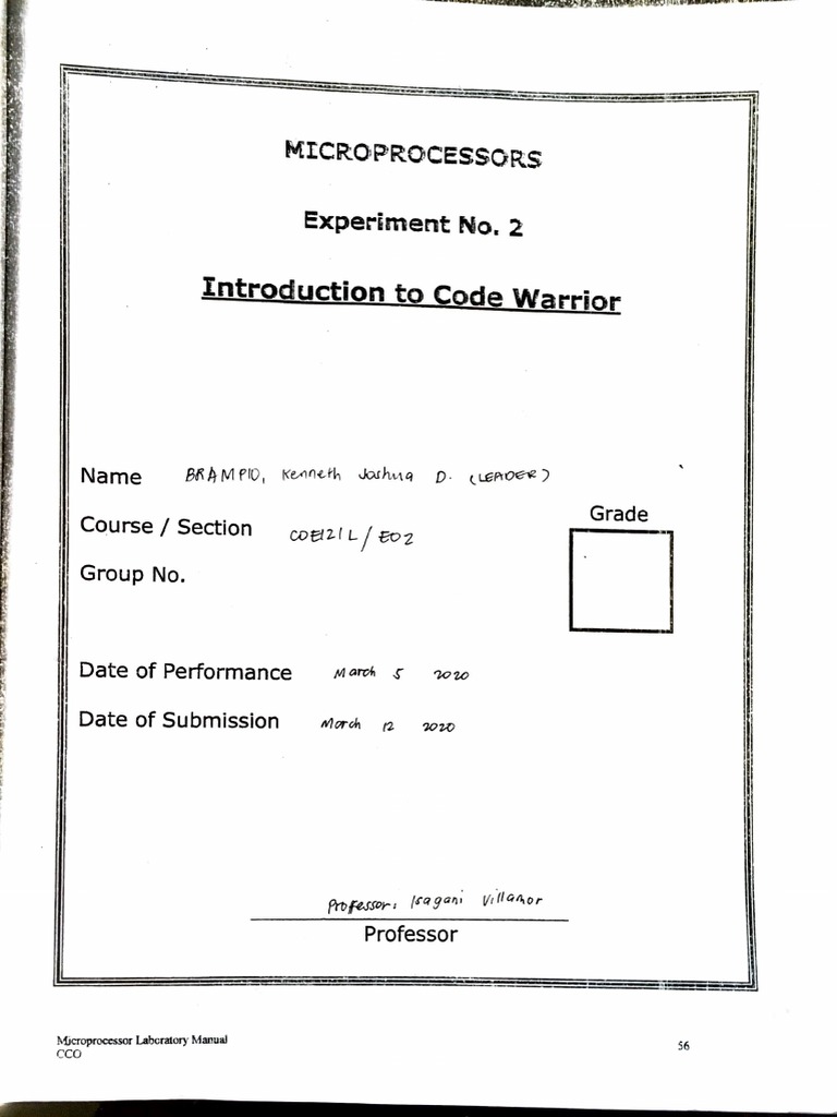 Introduction To Code Warrior: E:xperiment No. 2 | PDF | Digital ...