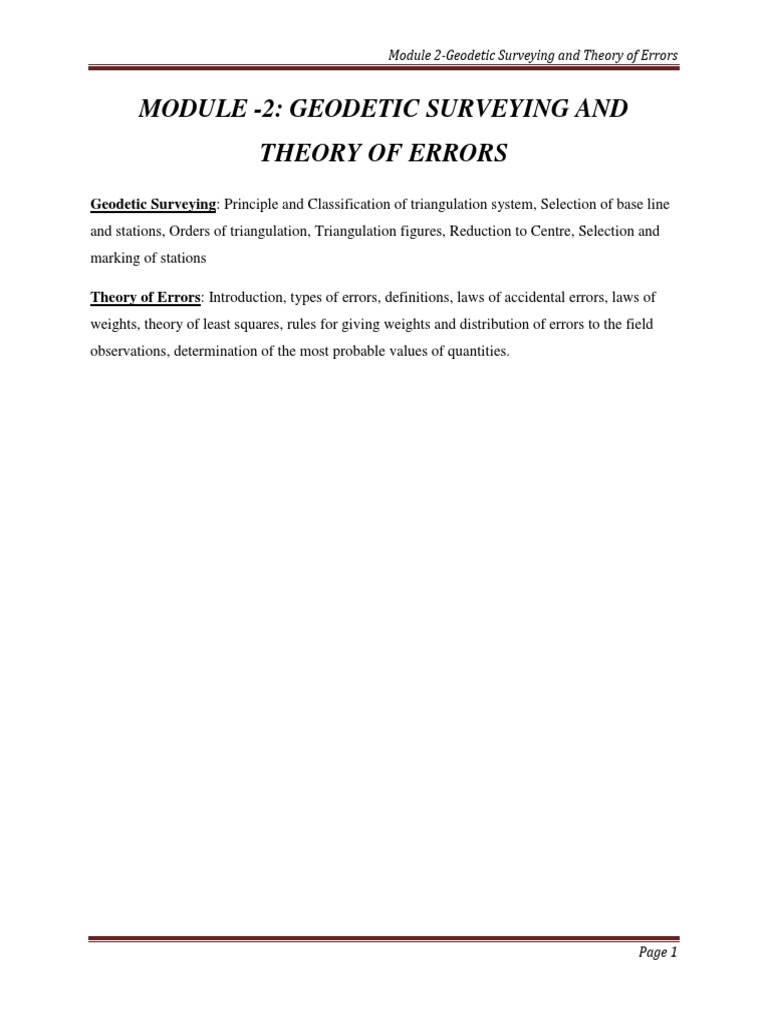 Geodetic Surveying and Error Theory | PDF | Surveying | Observational Error