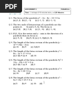 Assignment-1 Parabola Time: 3 Sittings of 40 Minutes Each, I.E 120 Minutes