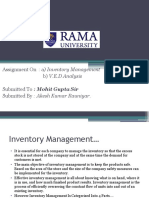 Assignment On: A) Inventory Management B) V.E.D Analysis Submitted To: Mohit Gupta Sir Submitted By: Akesh Kumar Rauniyar
