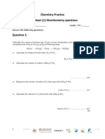 Chemistry Practice Worksheet (1) Stiochiometry Questions