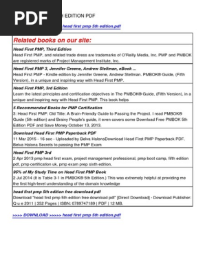 Related Books On Our Site:: Head First PMP 5Th Edition PDF | PDF
