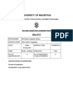 University of Mauritius: Second Semester Examinations