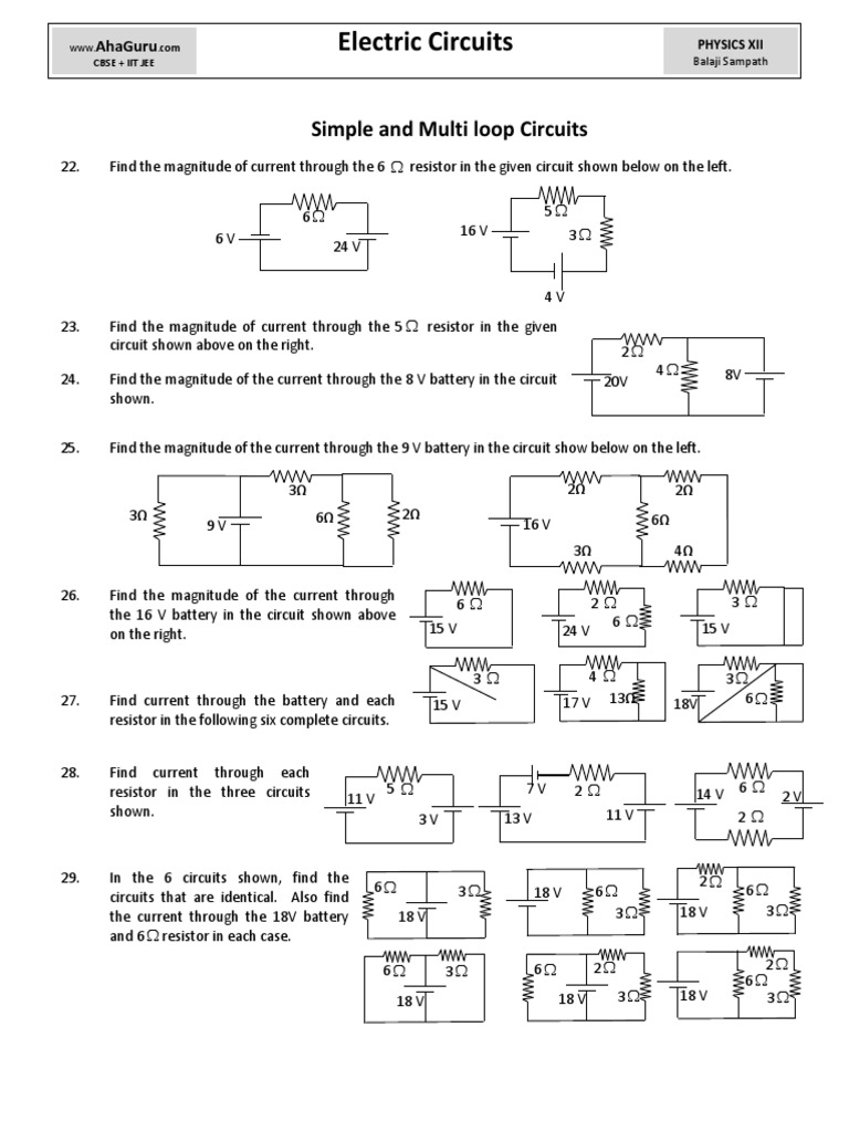 Multi Loop Circuit Practice Problems | PDF | Electrical Equipment ...