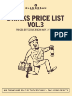 Drinks Price List: Prices Effective From May 1 2020