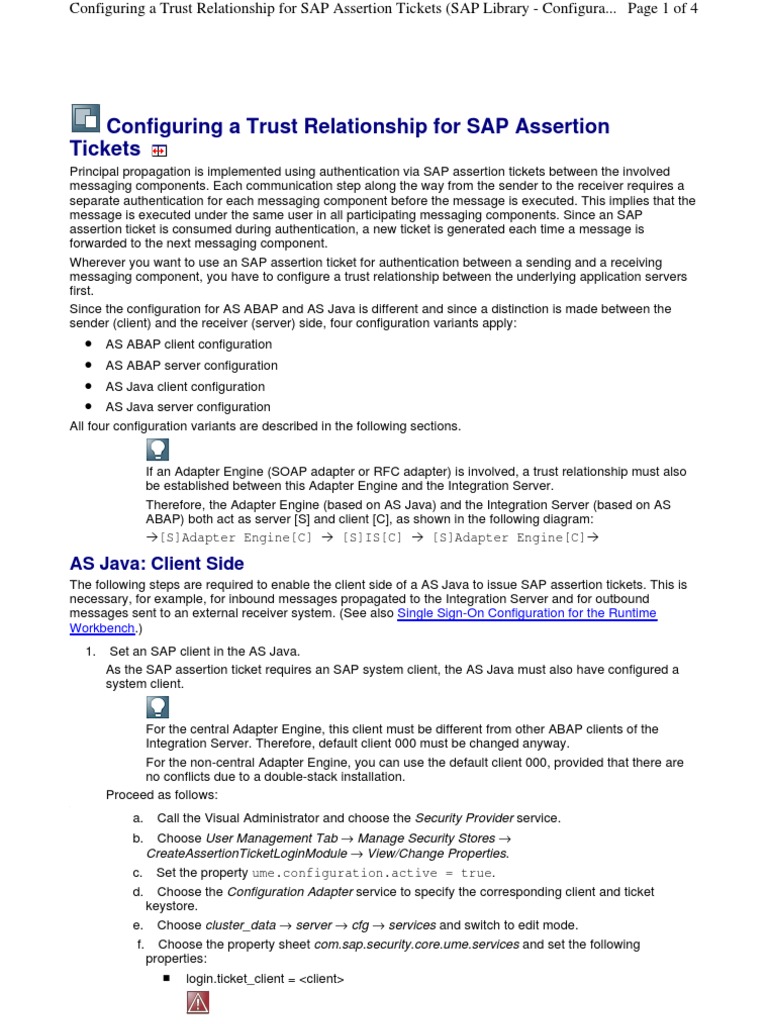 Configuring Trust Relationships Between SAP Systems Using Assertion