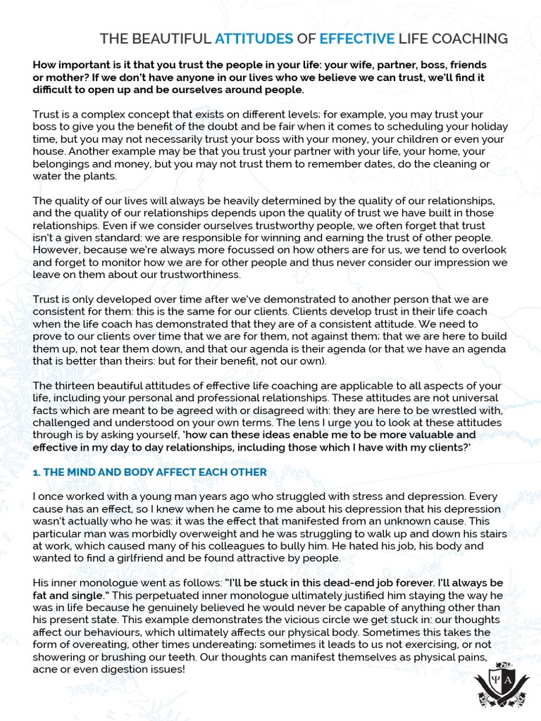 Trust and Attitudes in Life Coaching | PDF | Self | Behavior