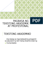 Pagbasa ng tekstong akademik at profesyonal