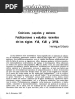 Cronicas, Papeles y Autores, Publicaciones y Estudios Recientes de Los Siglos XVI, XVII Y XVIII PDF