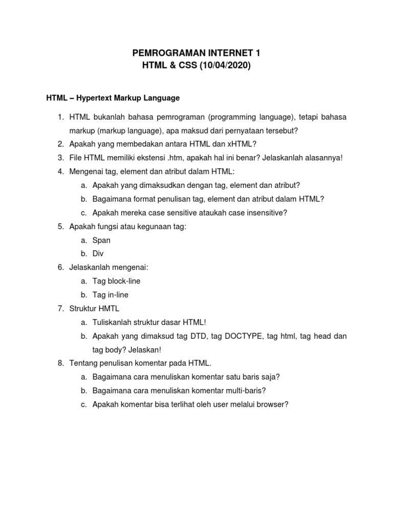 Latihan HTML CSS | PDF
