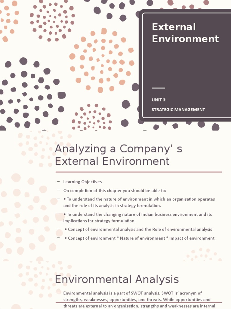Analyzing External Business Environment | PDF | Swot Analysis | Profit ...