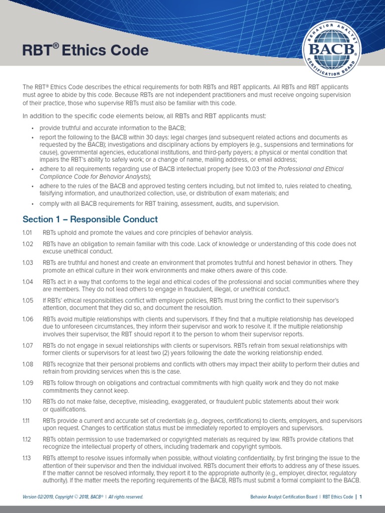 RBT Ethics Code 1561147512 PDF PDF Confidentiality Privacy