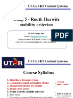 Chap 5 - Routh Hurwitz Stability Criterion: UEEA 3423 Control Systems