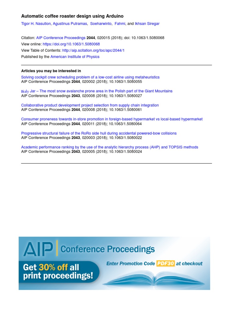 Automatic Coffee Roaster Design Using Arduino PDF | Download Free PDF