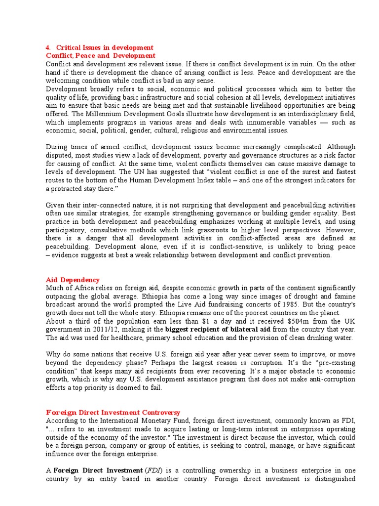 Critical Issues in Development | PDF | Foreign Direct Investment | Non ...