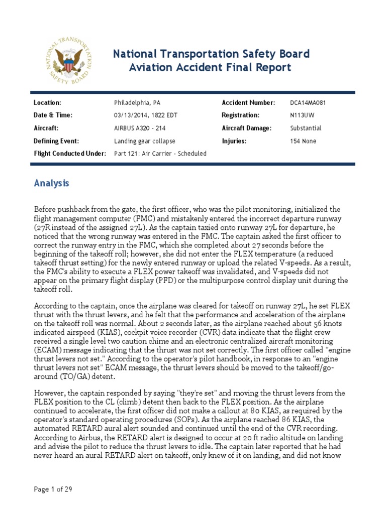 US Airways Flight 1702 Accident Report | PDF | Flight Recorder | Air ...