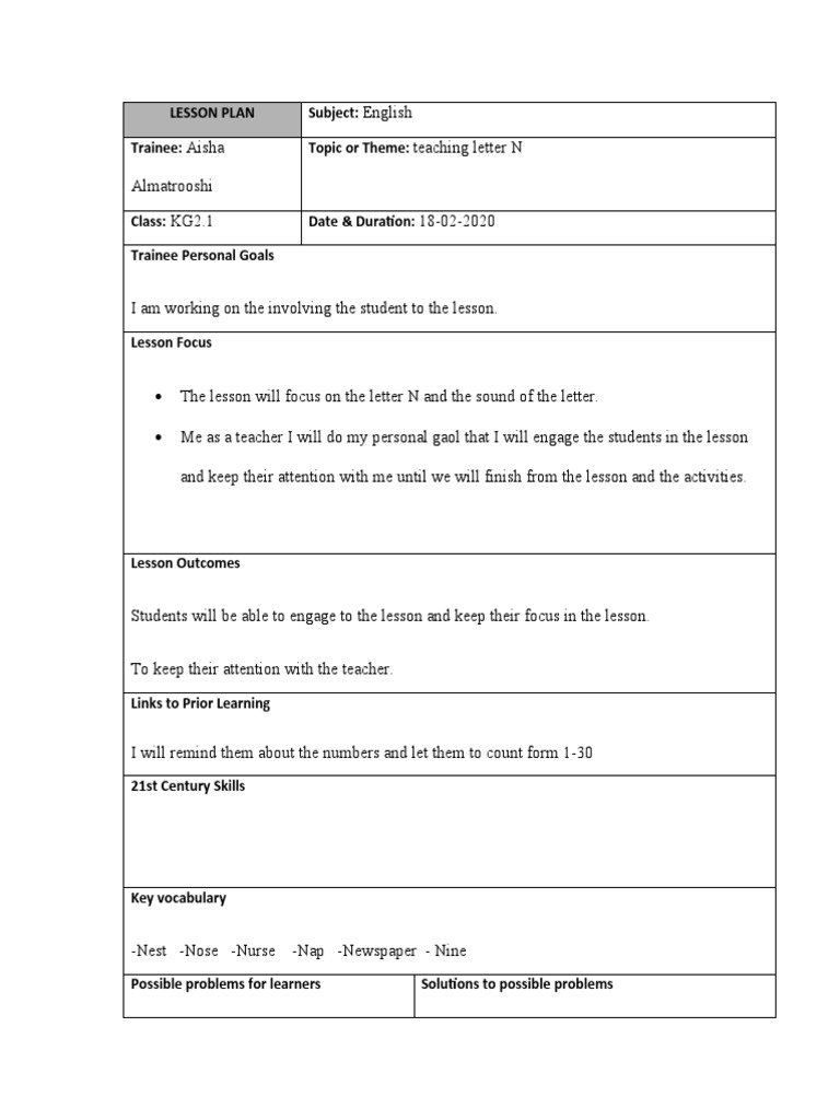 Lesson Plan 1 | PDF | Lesson Plan | Behavior Modification