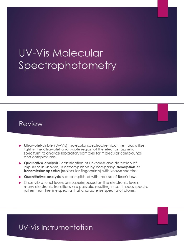UV-Vis Spectrophotometry Overview | PDF | Ultraviolet–Visible ...