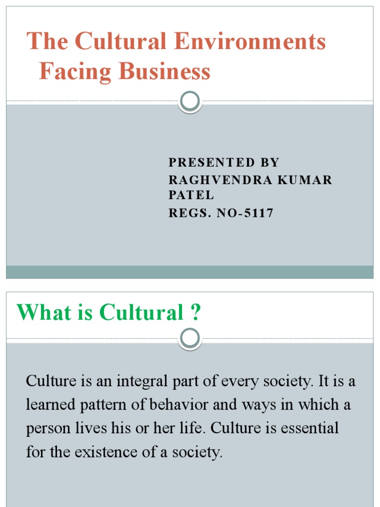 The Cultural Environments Facing Business by Raghvendra Patel | PDF ...