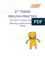 Rush 2 - 5th Teens - 13 de Abril - Writing Practice