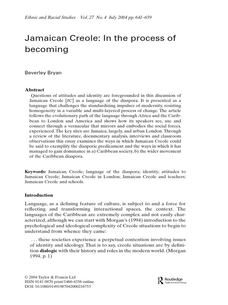Jamaican Creole | PDF | English Language | Identity (Social Science)