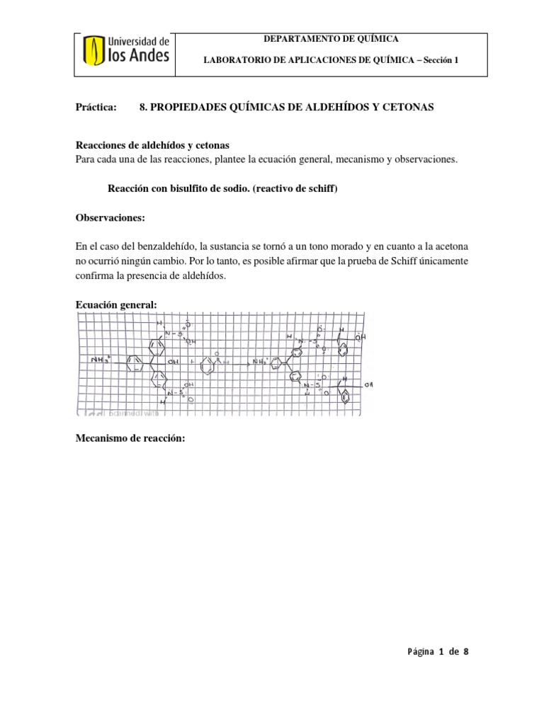 Práctica 8. Propiedades Químicas De Aldehídos Y Cetonas