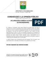 Aclaracion Consejo Academico Extraordinario