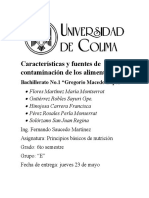 Características y Fuentes de Contaminación de Los Alimentos