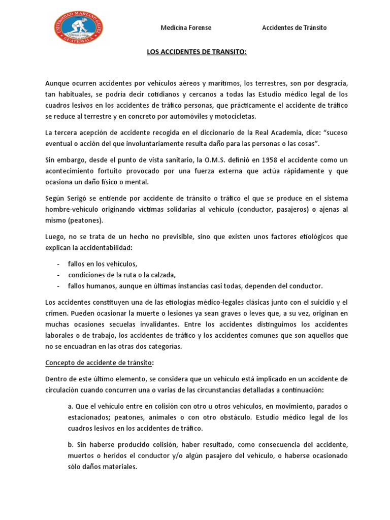 Accidentes de Tránsito: Definición y Tipos | PDF | Accidente de tráfico ...