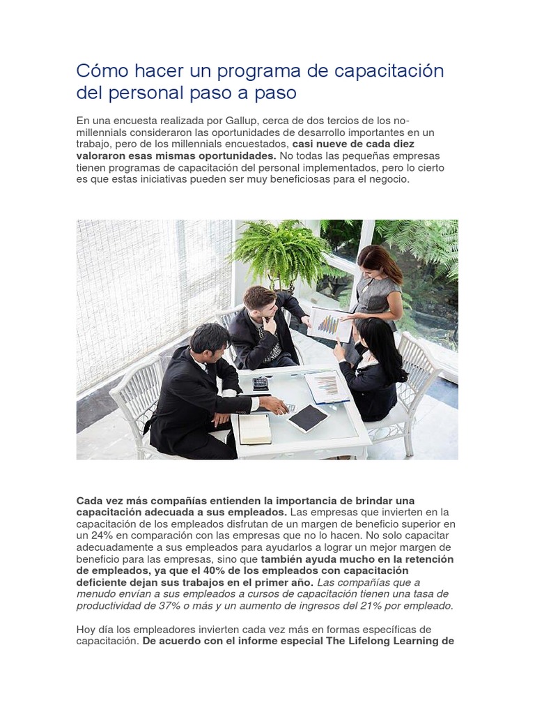 Cómo Hacer Un Programa de Capacitación Del Personal Paso A Paso ...