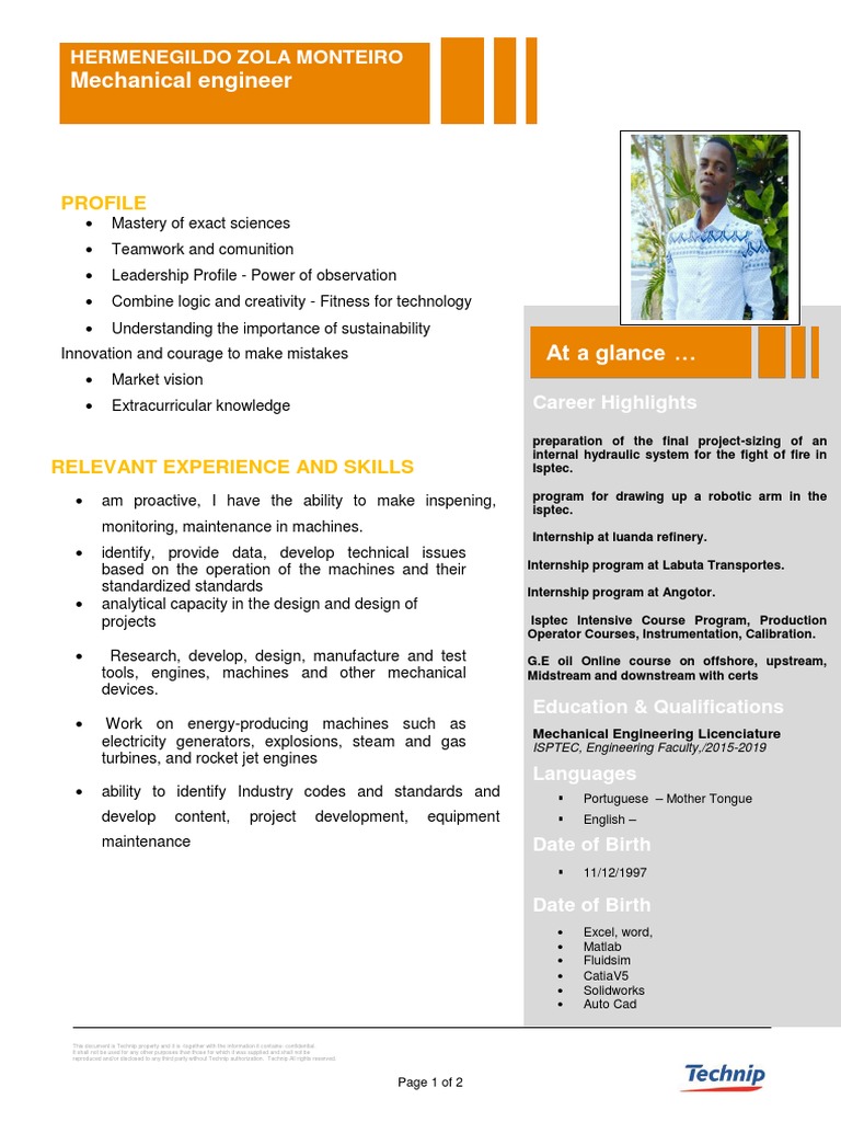 Cv Ingles Zolaely Pdf Machines Engineering