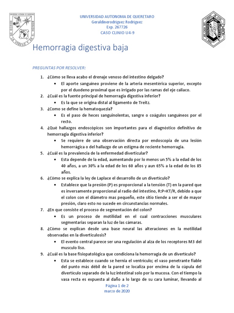 Hemorragia Digestiva Baja PDF | PDF | Especialidades Medicas ...